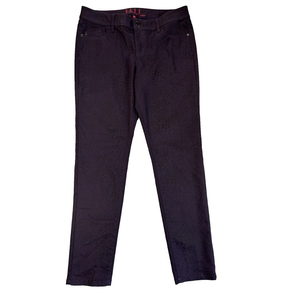 Elle Women's 14 Sexy Purple Animal Print Tapered Jeans Y2K 90's Streetwear